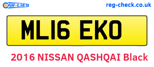 ML16EKO are the vehicle registration plates.