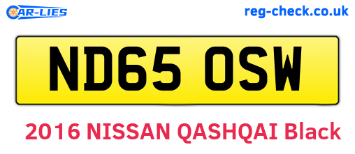 ND65OSW are the vehicle registration plates.