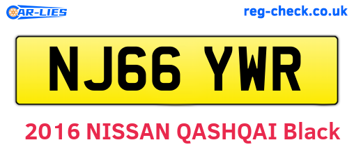 NJ66YWR are the vehicle registration plates.