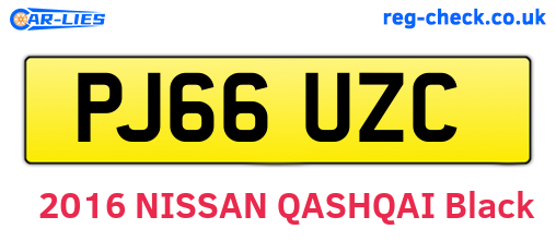 PJ66UZC are the vehicle registration plates.