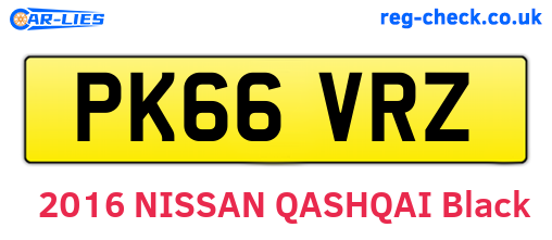 PK66VRZ are the vehicle registration plates.