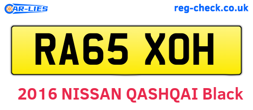 RA65XOH are the vehicle registration plates.