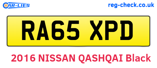 RA65XPD are the vehicle registration plates.