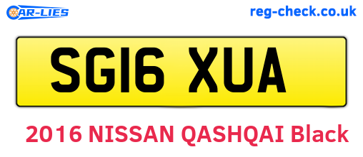 SG16XUA are the vehicle registration plates.