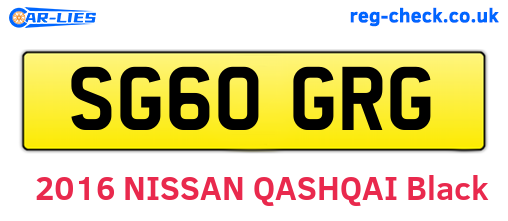 SG60GRG are the vehicle registration plates.