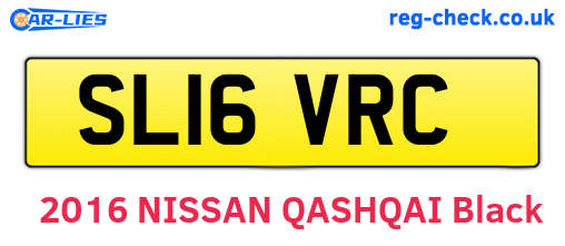 SL16VRC are the vehicle registration plates.