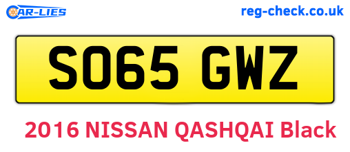 SO65GWZ are the vehicle registration plates.