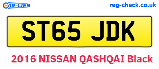 ST65JDK are the vehicle registration plates.