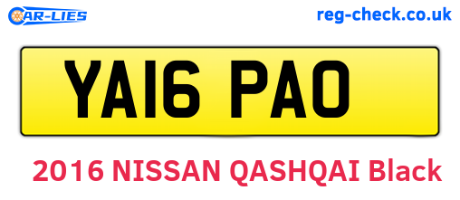 YA16PAO are the vehicle registration plates.