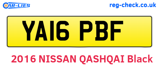 YA16PBF are the vehicle registration plates.