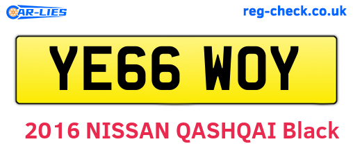 YE66WOY are the vehicle registration plates.
