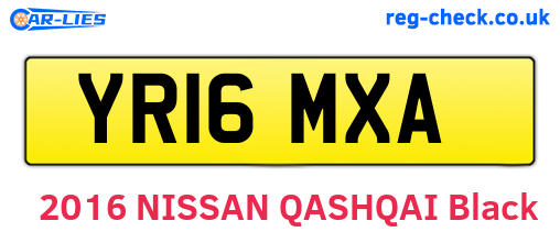 YR16MXA are the vehicle registration plates.