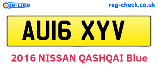 AU16XYV are the vehicle registration plates.