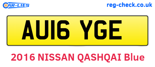 AU16YGE are the vehicle registration plates.
