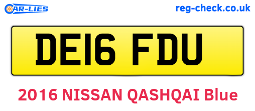DE16FDU are the vehicle registration plates.