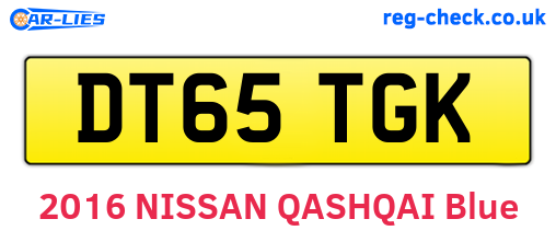 DT65TGK are the vehicle registration plates.