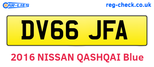 DV66JFA are the vehicle registration plates.