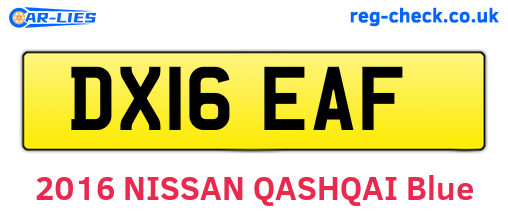 DX16EAF are the vehicle registration plates.