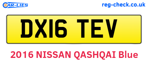 DX16TEV are the vehicle registration plates.