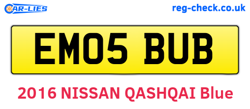 EM05BUB are the vehicle registration plates.