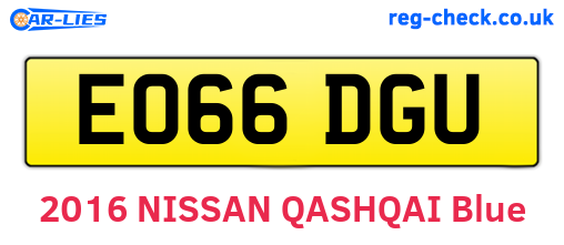EO66DGU are the vehicle registration plates.