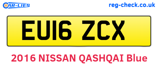 EU16ZCX are the vehicle registration plates.
