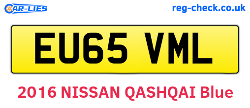 EU65VML are the vehicle registration plates.