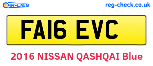 FA16EVC are the vehicle registration plates.