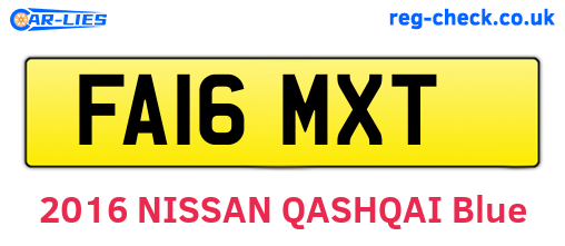 FA16MXT are the vehicle registration plates.