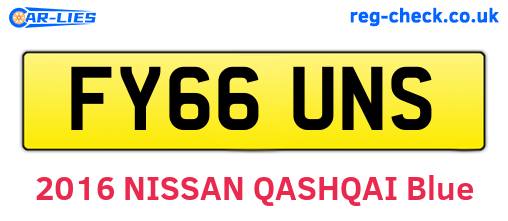 FY66UNS are the vehicle registration plates.