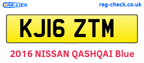 KJ16ZTM are the vehicle registration plates.