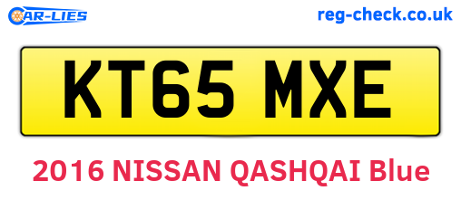 KT65MXE are the vehicle registration plates.
