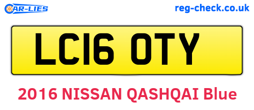 LC16OTY are the vehicle registration plates.