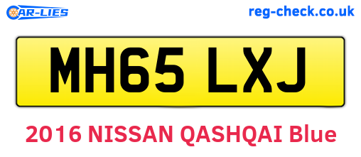 MH65LXJ are the vehicle registration plates.