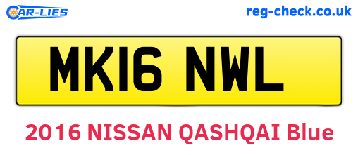 MK16NWL are the vehicle registration plates.