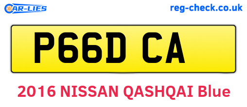 P66DCA are the vehicle registration plates.