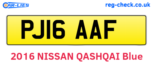 PJ16AAF are the vehicle registration plates.