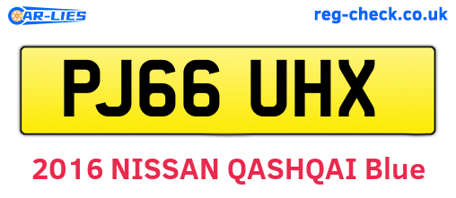 PJ66UHX are the vehicle registration plates.