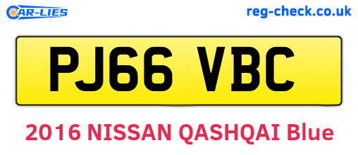 PJ66VBC are the vehicle registration plates.