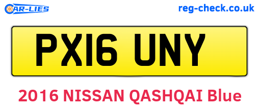 PX16UNY are the vehicle registration plates.