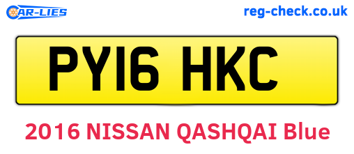 PY16HKC are the vehicle registration plates.