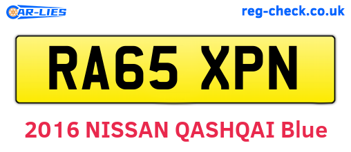 RA65XPN are the vehicle registration plates.
