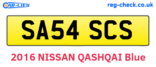 SA54SCS are the vehicle registration plates.