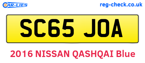 SC65JOA are the vehicle registration plates.