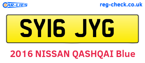 SY16JYG are the vehicle registration plates.