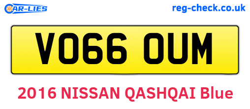 VO66OUM are the vehicle registration plates.