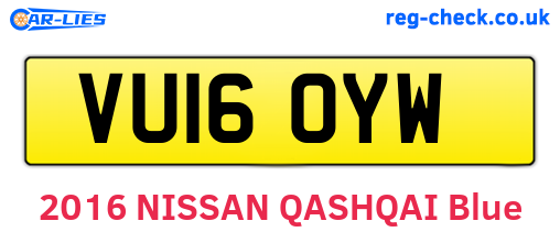 VU16OYW are the vehicle registration plates.