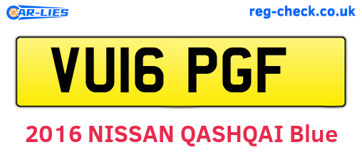 VU16PGF are the vehicle registration plates.