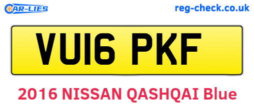 VU16PKF are the vehicle registration plates.