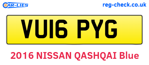 VU16PYG are the vehicle registration plates.